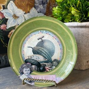 Vintage Katherines Collection Katies seed co Squash green gold decorative plate